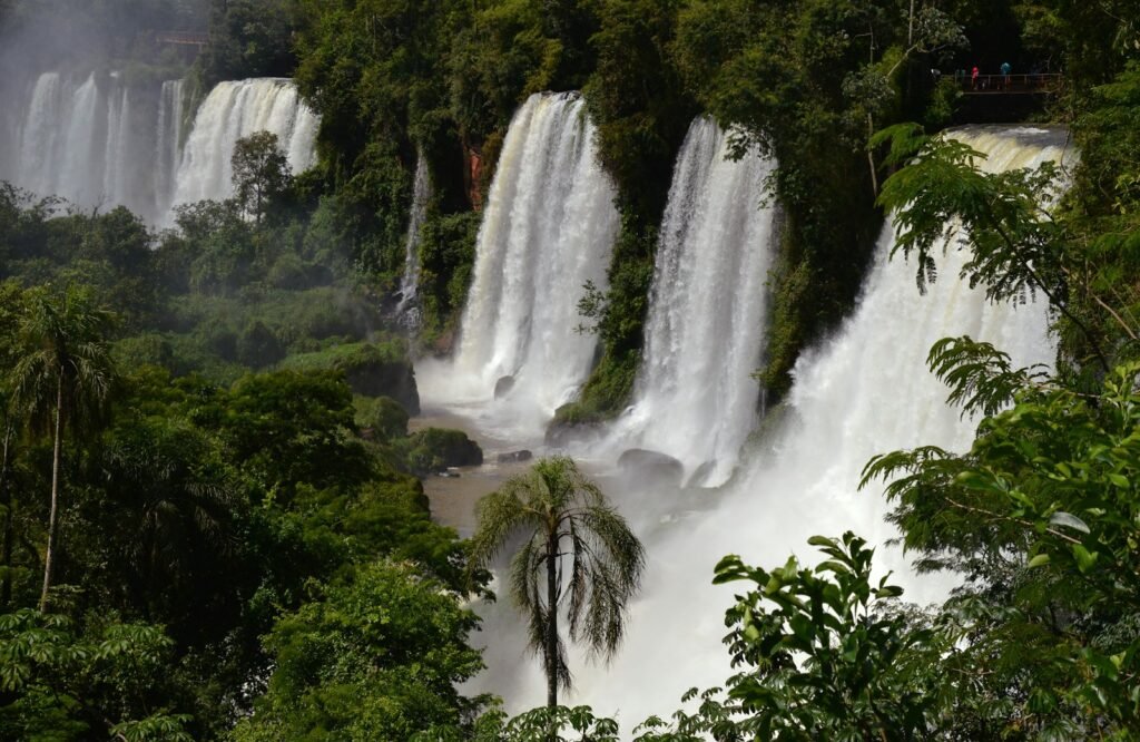 iguazu waterfalls argentina in the middle of green trees