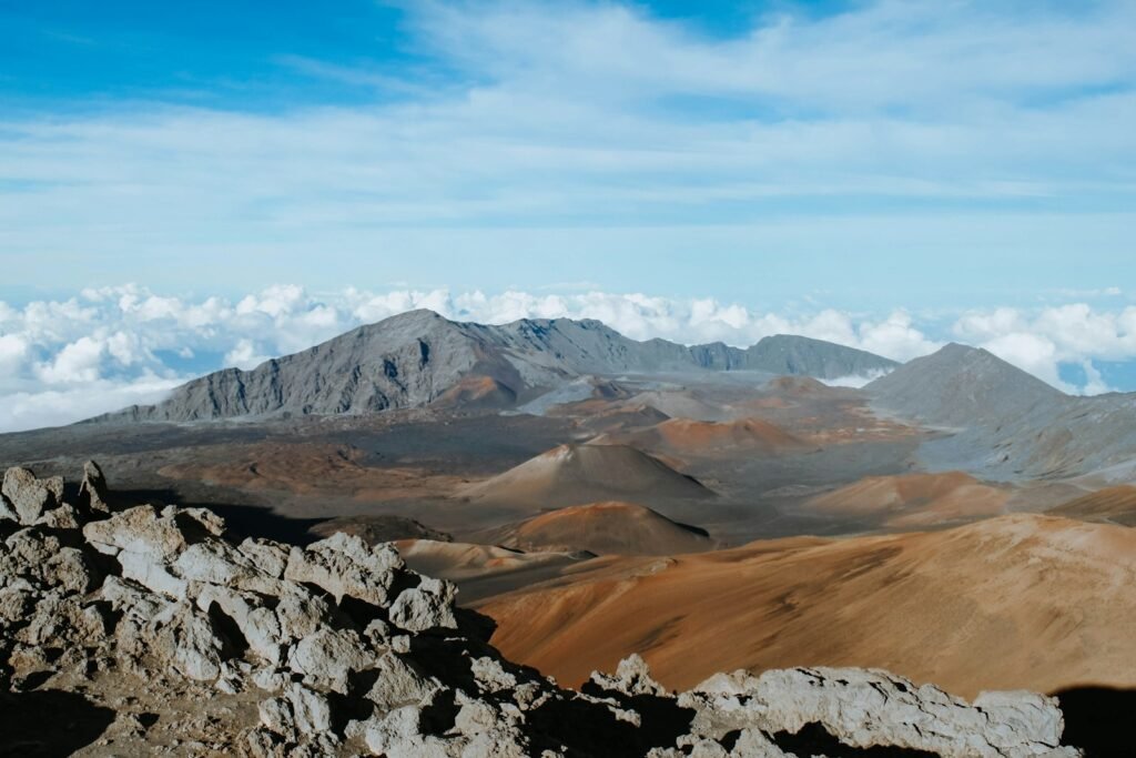 Haleakalā Crater high angle photo of brown mountains