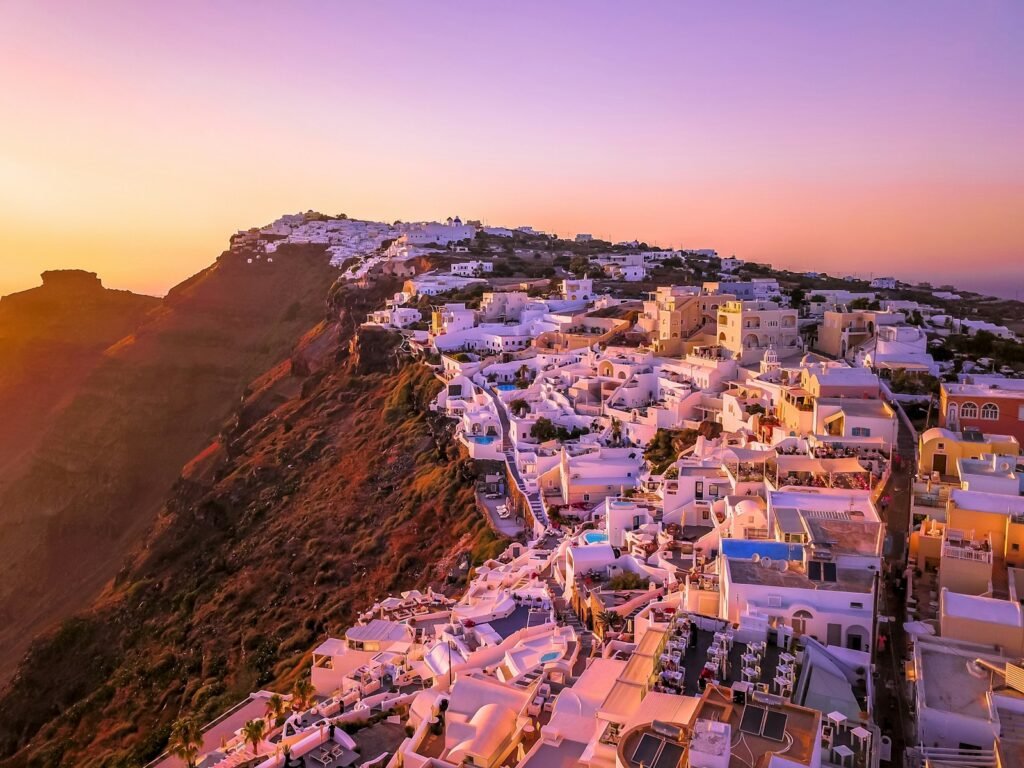 Santorini, Greece white concrete houses