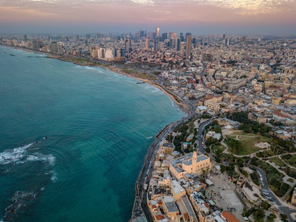 Jaffa Harbour,, Israel
aerial photo of city by the sea