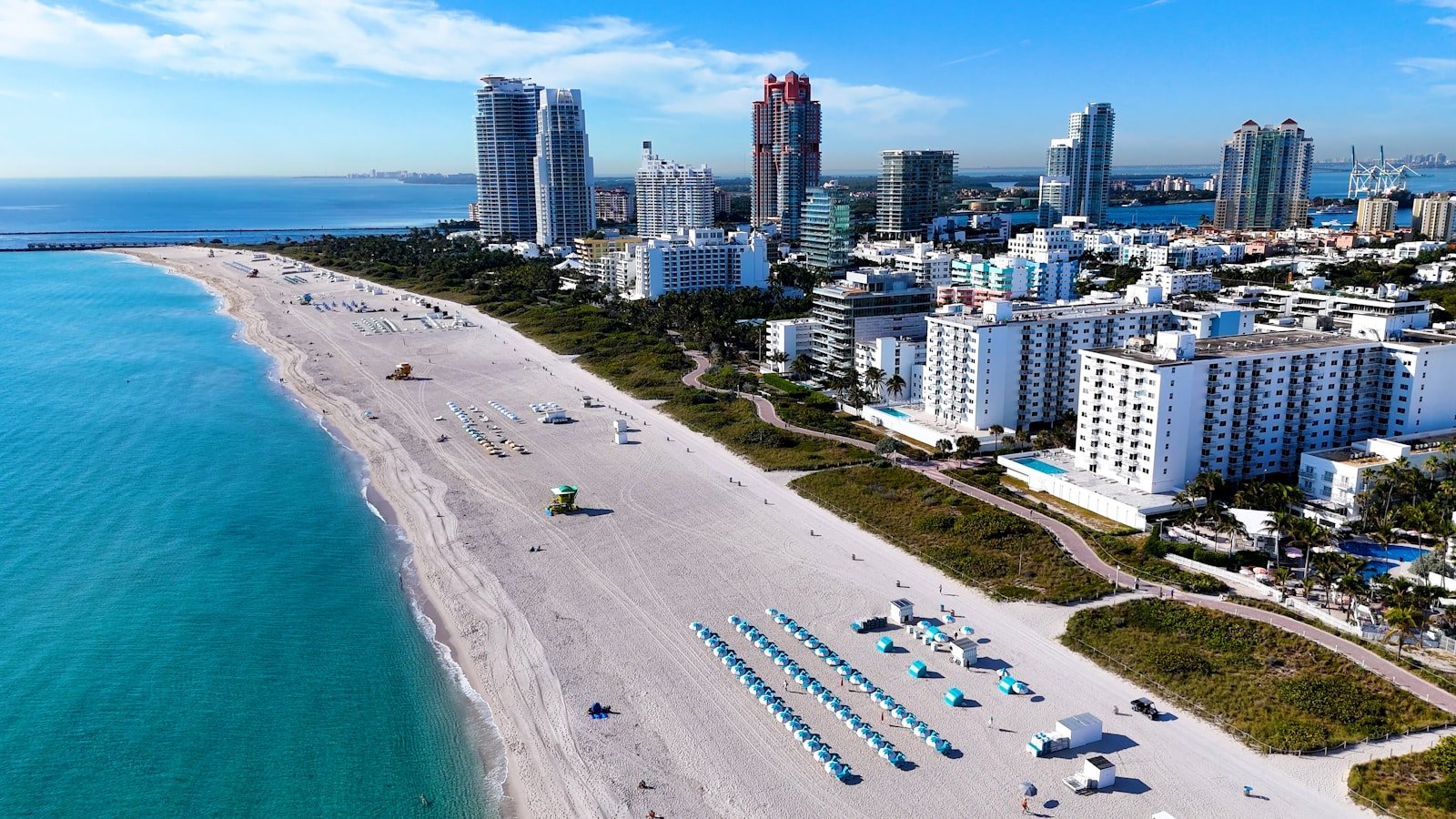 miami travel guide An aerial view of a beach and a city