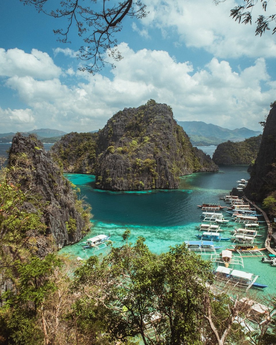 Philippines green and brown mountain beside body of water under blue sky during daytime