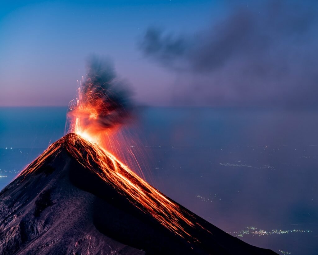 Volcán de Fuego, Guatemala
white clouds over snow covered mountain